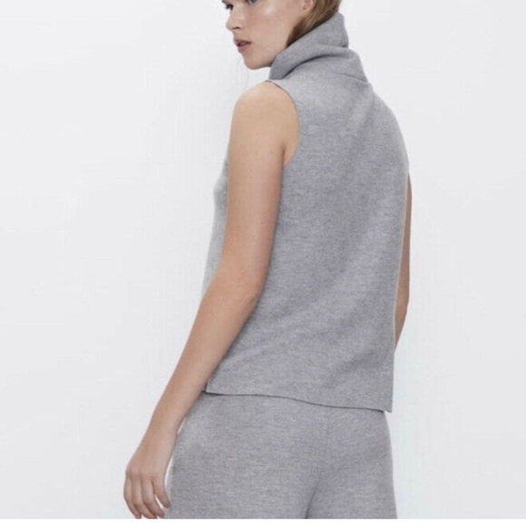 Zara Soft Feel Grey Sleeveless Turtle Neck Size Medium - Picture 3 of 5